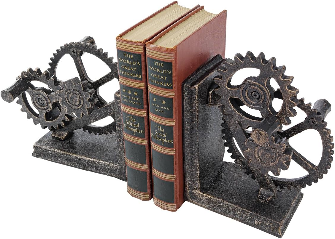 Design Toscano Industrial Gear Sculptural Iron Bookends
