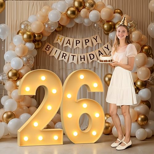 Miniatura 295 de Números iluminados grandes de 4 pies, números de marquesina 2 para decoraciones de cumpleaños de 21 para niños y niñas, números gigantes iluminados