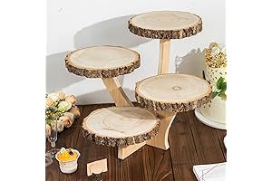 Efavormart Tall Four-Tier Wood Slice Cupcake Stand