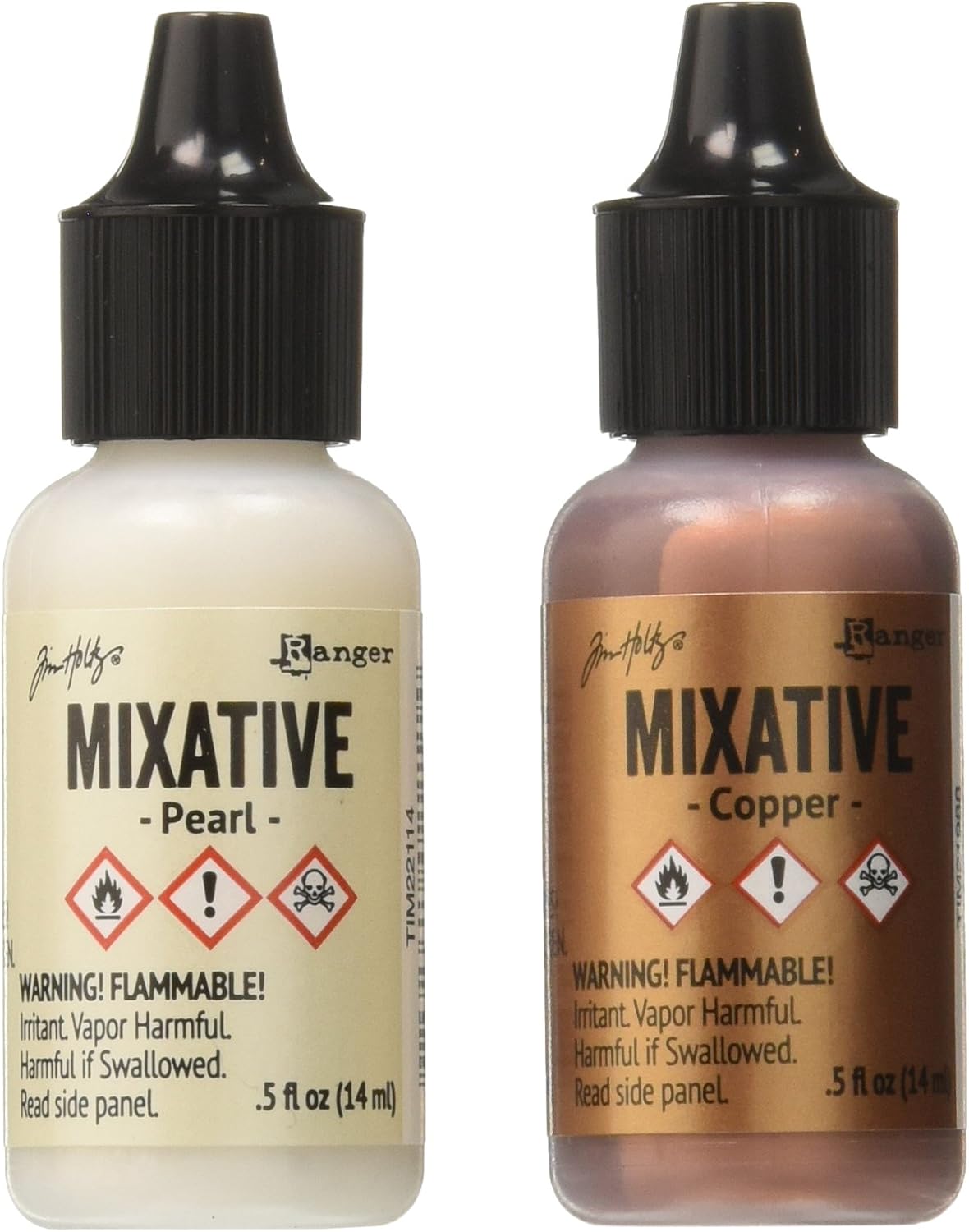 Ranger TIM21254 Adirondack Alcohol Ink Metallic Mixatives, 1/2-Ounce, 2-Pack, Pearl and Copper