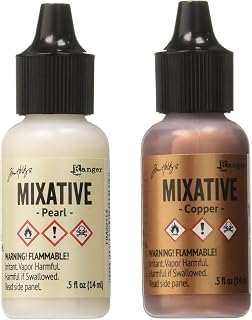 Ranger TIM21254 Adirondack Alcohol Ink Metallic Mixatives, 1/2-Ounce, 2-Pack, Pearl and Copper
