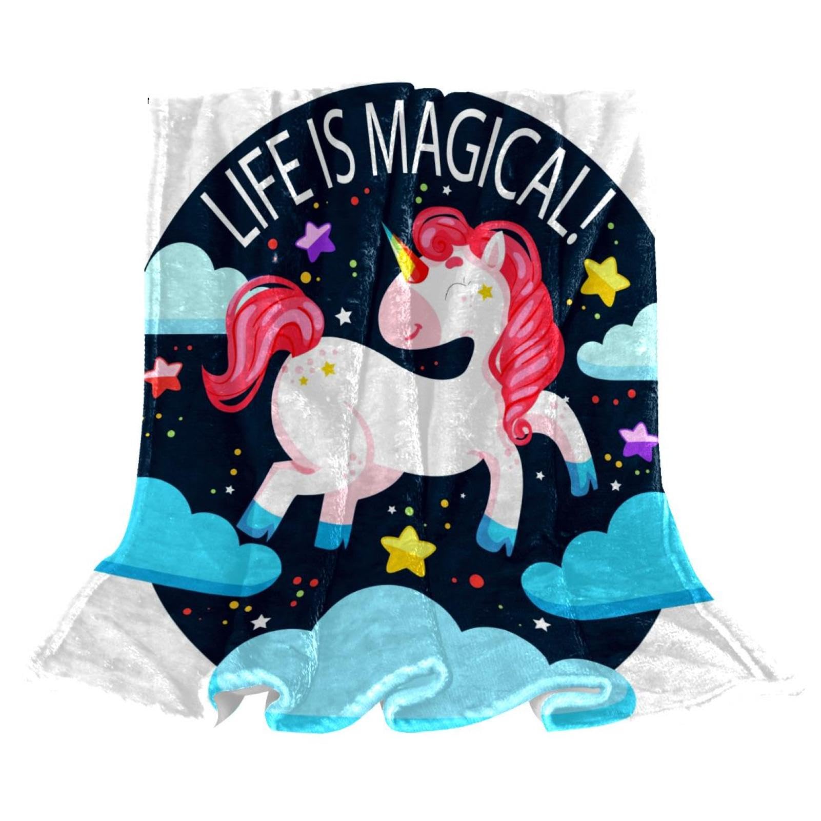 Couverture polaire licorne en microfibre douce et chaude de 150x200 cm
