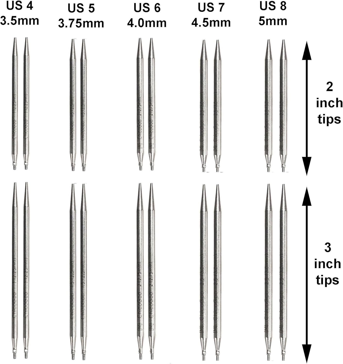 ChiaoGoo Twist Red Lace Shorties 2 & 3-Inch Large Blue 7230-S Interchangeable Knitting Needle Set, 10-Pairs Sizes US 4, 5, 6, 7, 8, Stainless Steel with 3 Cords with Project Bag