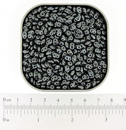 Miniatura 3 de Cuentas de semillas checas de dos agujeros 0.217x0.098 in SuperDuo Jet Hematite 0.85 oz