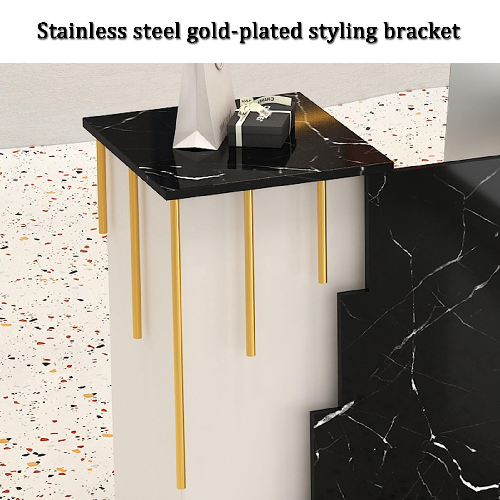 YVYKFZD Empfangstheke fürs Büro, Rezeptionstheken fürs Büro mit abschließbaren Schubladen, Empfangstresen für Einzelhandelskassen, Rezeption verkaufstheke(White Texture,31.4"x17.7"x35.4")