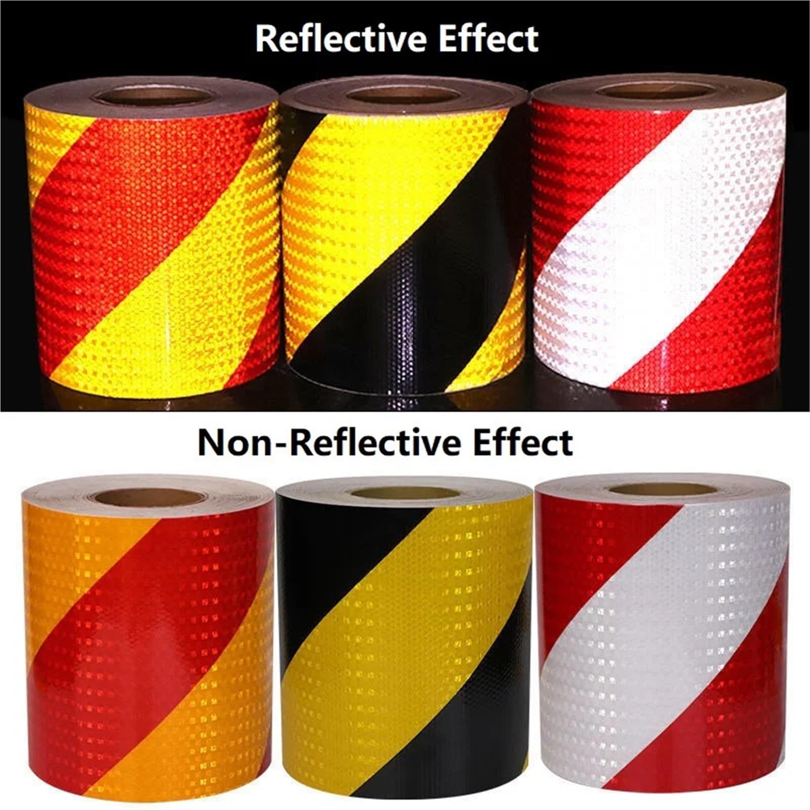 Cinta Reflectante Adhesivo reflectante de sarga fluorescente 5/10/15/20 cm | Cinta protectora de seguridad de advertencia de señales de tráfico(White Red Twill,15cmx5m)