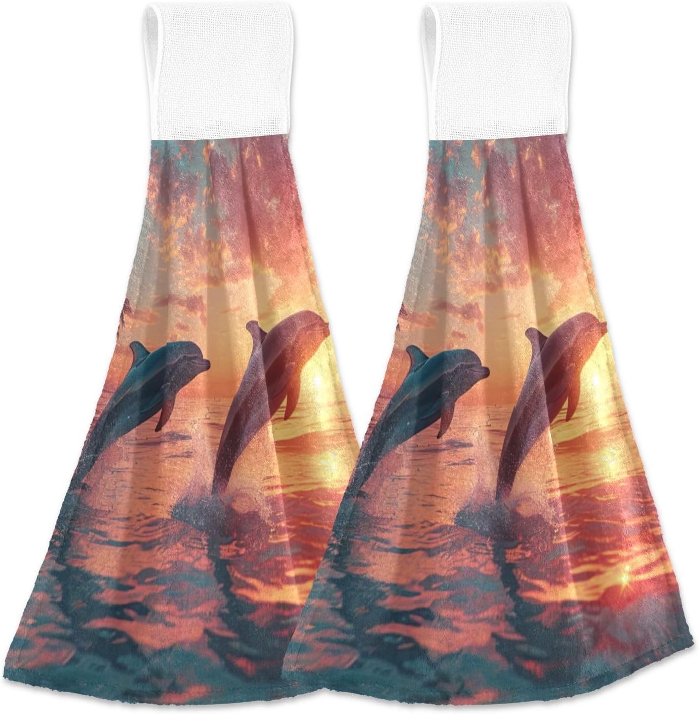 FLildon Dolphins Under Sunset Hand Towels for Bathroom