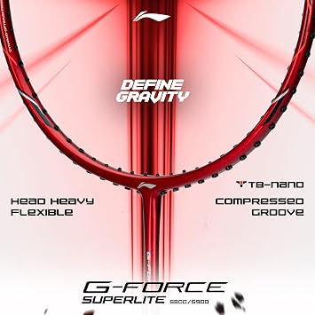 LI-NING G-Force 5900 Superlite Strung Badminton Racquet 5U G6 (Dark Red/Silver)