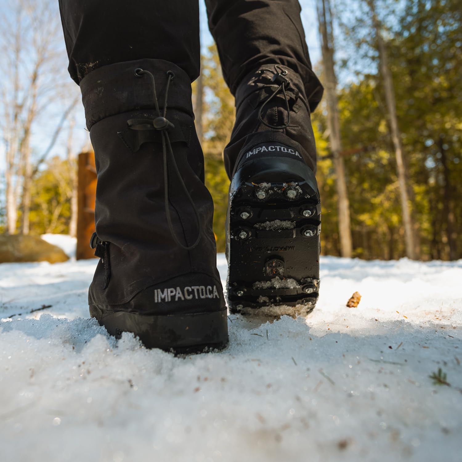 Impacto Big Foot Ice Traction Over Boot - LRG M9-10.5 W 11-12.5 - Full Protection with Cleats, Fits Over Winter & Steel Toe Boots, Drawstring Top, Waterproof, Durable Sole, Easy On/Off Fit