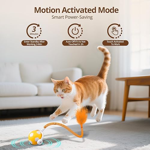 Vista 4 de Pelota de juguete para gatos, pelota interactiva de juguete para gatos con 3 modos para gatos de interior, juguete para gatos móviles de 2025