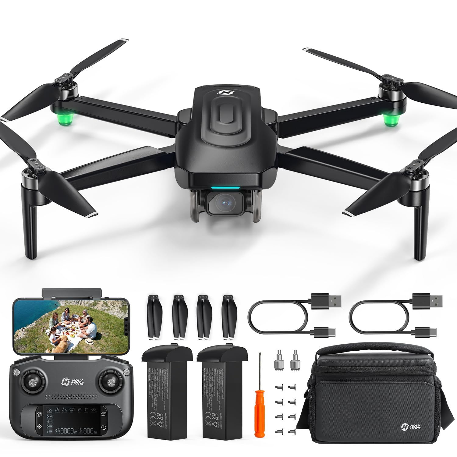 Holy Stone HS175G GPS Drone with 4K EIS Camera for Adults Beginner, 249g Foldable RC Quadcopter with Auto Return, Follow Me, 60 Mins Flight Time, Brushless Motor, 5G Transmission, Upgraded HS175D