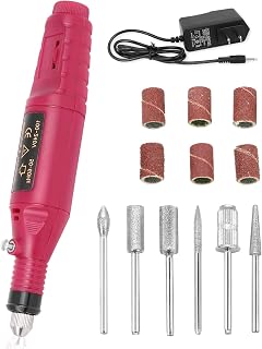 InnoLife Nail Art Drill Treatments KIT Machine Electric File Buffer Bits Acrylics 6 File Pedicure Hands & Nails Repair (110V US Plug) - Pink