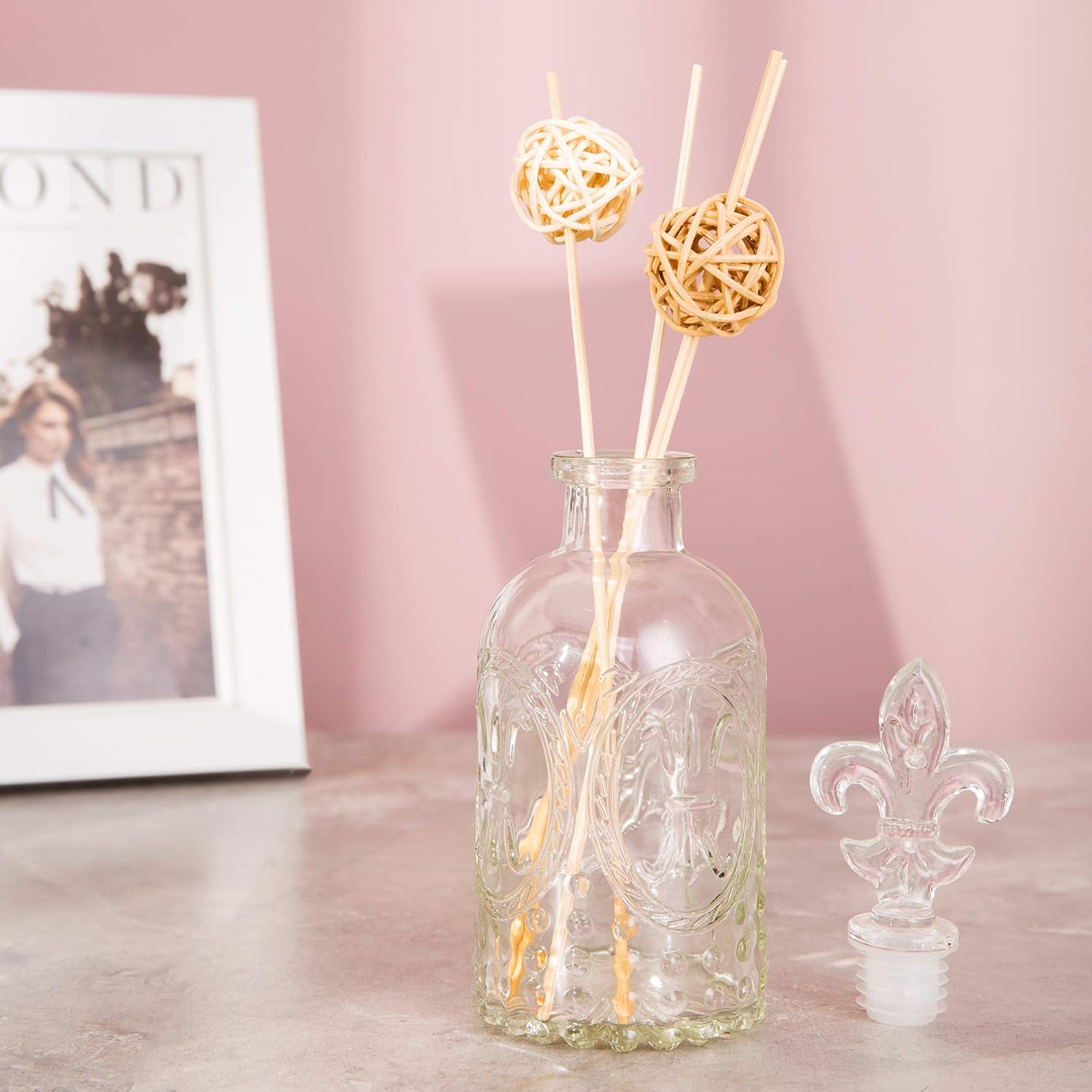 Gorgeous Home Decorative Bottles Coastal Style Clear Glass Bottles with Bottle Stopper (Clear) : Home & Kitchen