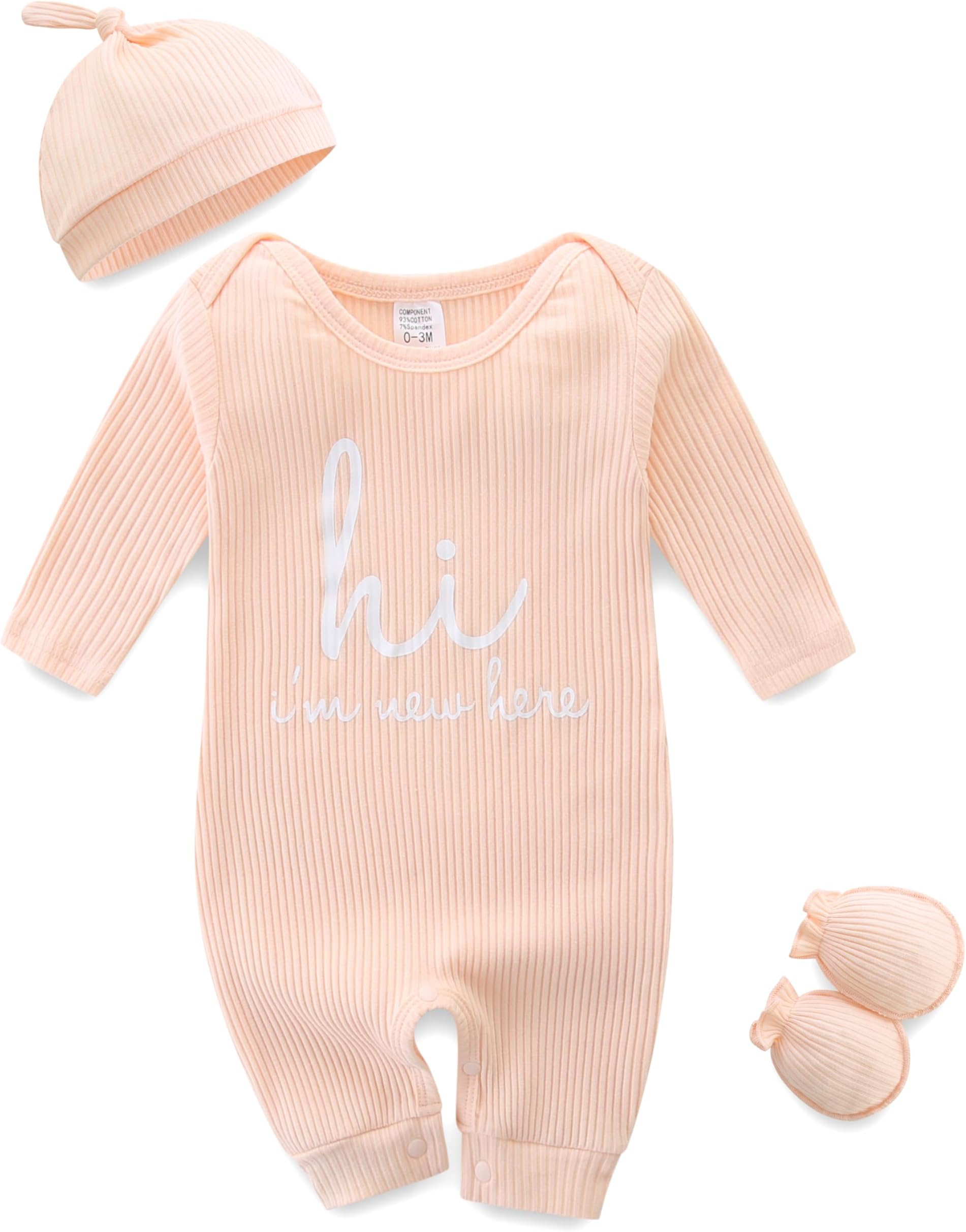 Newborn Baby Girl Clothes Boy Onesies Ribbed Romper Coming Home Outfits Letter Print 0~3Months Bodysuit