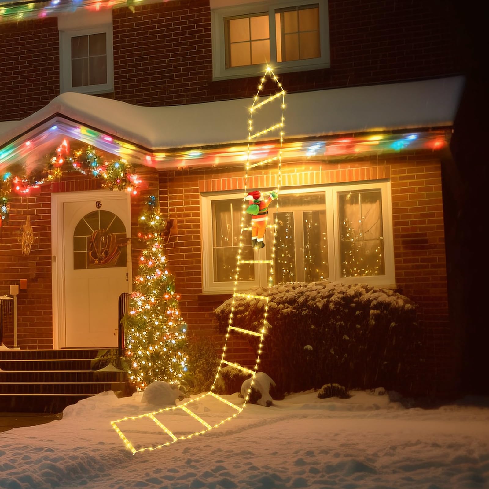 3M LED Weihnachts Leiter Lichterkette con 338 LED, mit Weihnachtsmann, Warmweiß Weihnachtsbeleuchtung mit 8 Modi, Timer und Memory, Wasserdicht Weihnachtsdeko für Innen Außen Weihnachtsbaum Fenster