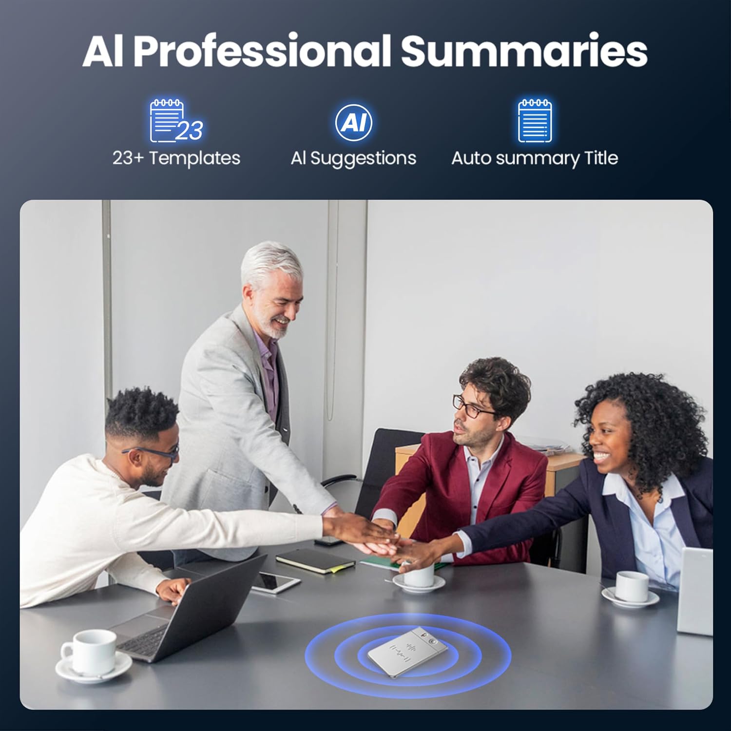 AI Voice Recorder Note Taking Device App Control Transcription Summarization 112 Languages Grabadora de Voz for Lectures Meetings Calls 64GB Memory Magnetic Case(Silvery)