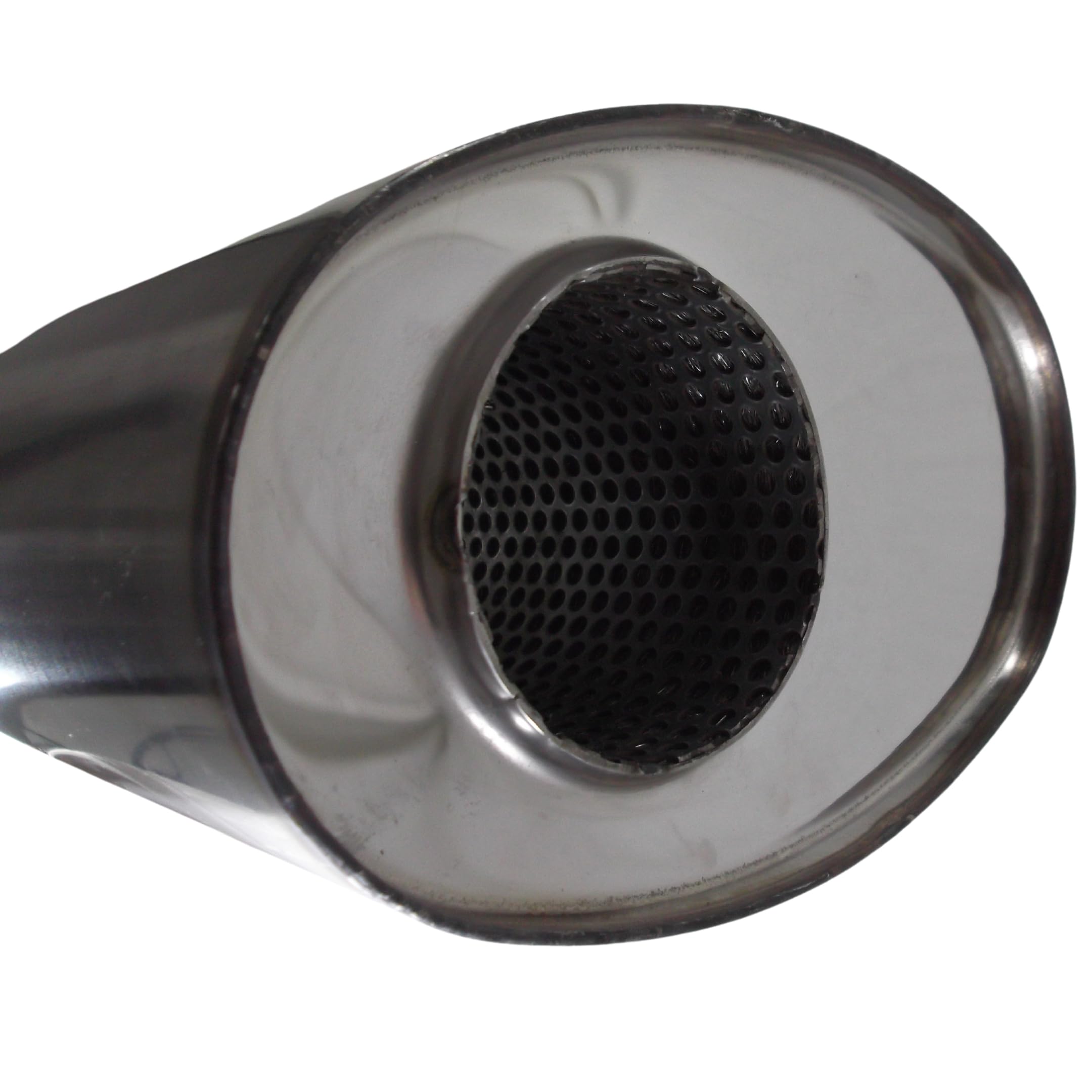 Genérico Silenciador Ovalado 35x21x13 silenciador escape coche -escape coche deportivo -tubo de escape coche -silenciador inox -silenciador deportivo universal-Acero Inoxidable (Boca Lado 3 Pulgadas)