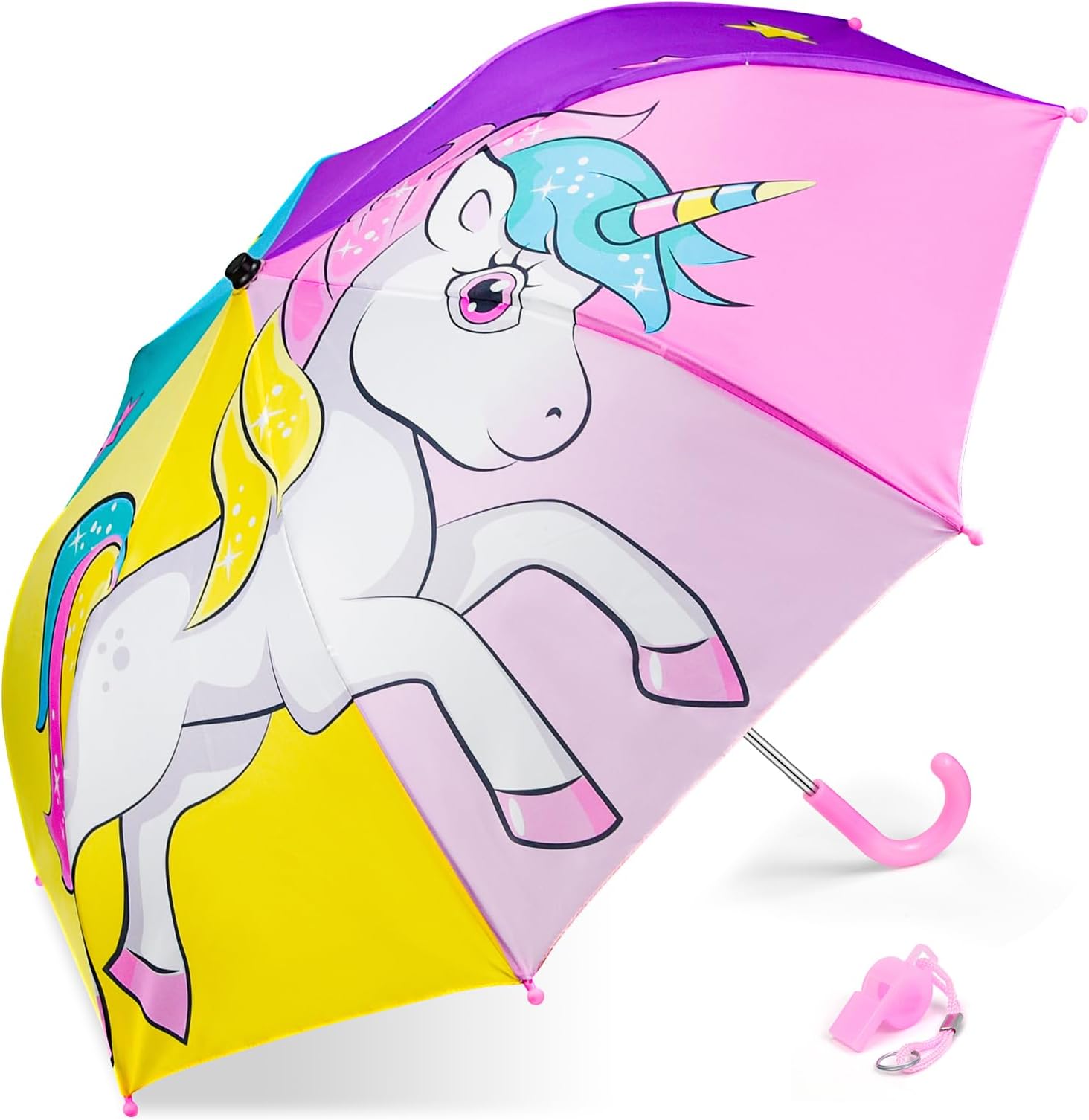 Kids Umbrella, Windproof Auto Open Stick Umbrellas for Rain Toddler Girls Boys…