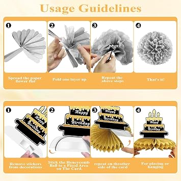 100th Birthday Decorations for Women Men, 18PCS Black Gold Back in 1926 Banner Decorations, Bday Backdrop, 100 Year Old Banner for Grandma Grandpa, Birthday Card, 6 Paper Poms 9 Honeycomb Balls