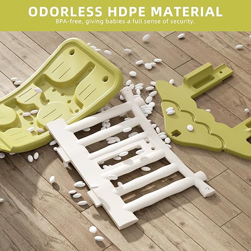 Miniatura 9 de KORIMEFA Juego de tobogán 9 en 1 para niños pequeños, parque infantil para interiores y exteriores, con aro de baloncesto y telescopio, tobogán