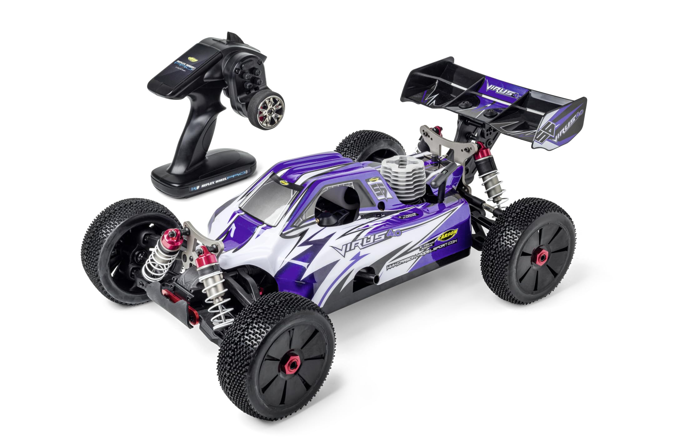 Carson 500204036 1:8 Virus V21 2.4G RTR Azul - RC Motor de combustión, 65kmh, RC, Coche RC, modelismo RC, Coche teledirigido