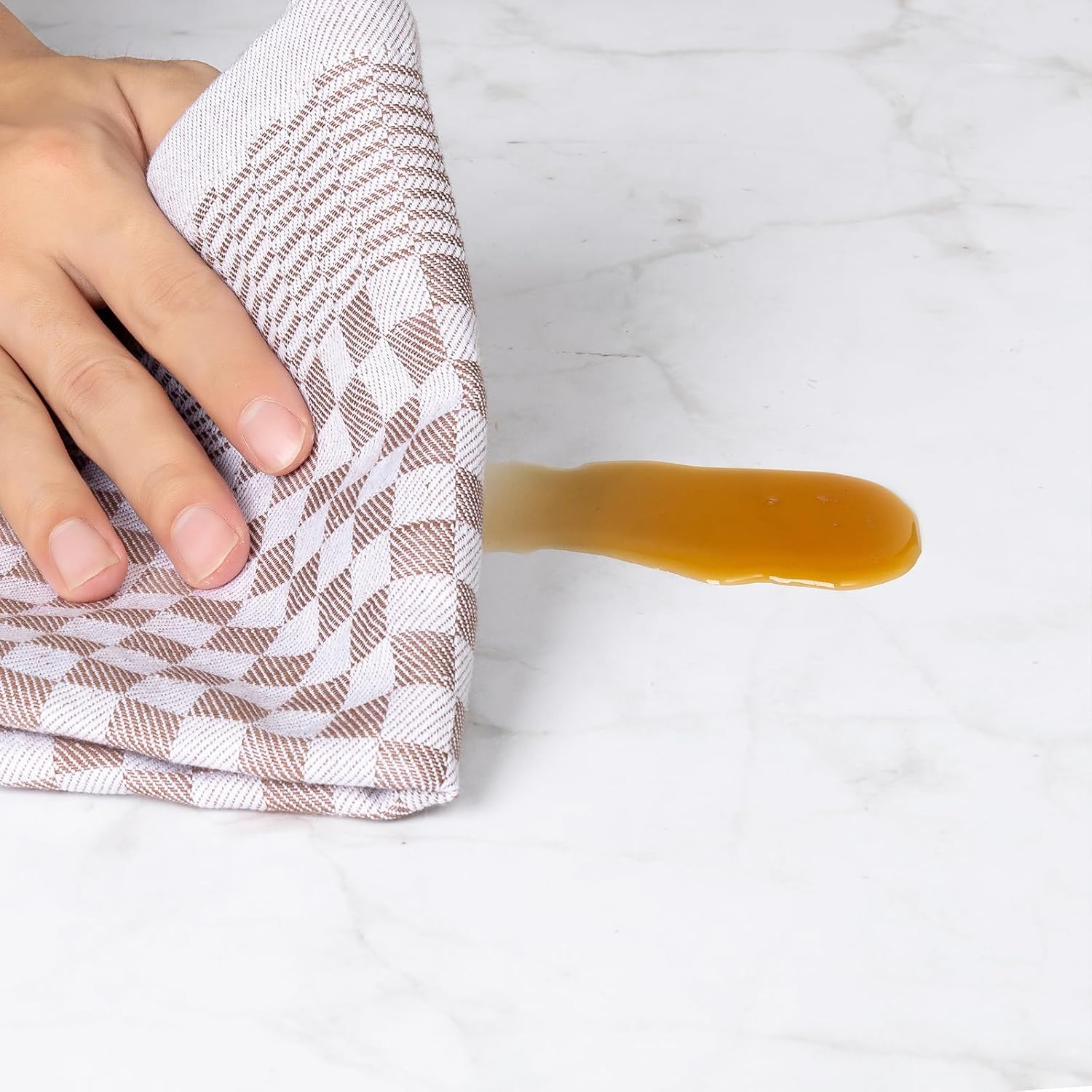 8-Pack Cotton Kitchen Towels - 18 x 27.5 Inch Large Dish Cloths - Checkerboard Design Flat Weave Tea Towels - Highly Absorbent, Lint Free, Non-Shrink & Durable Commercial Grade