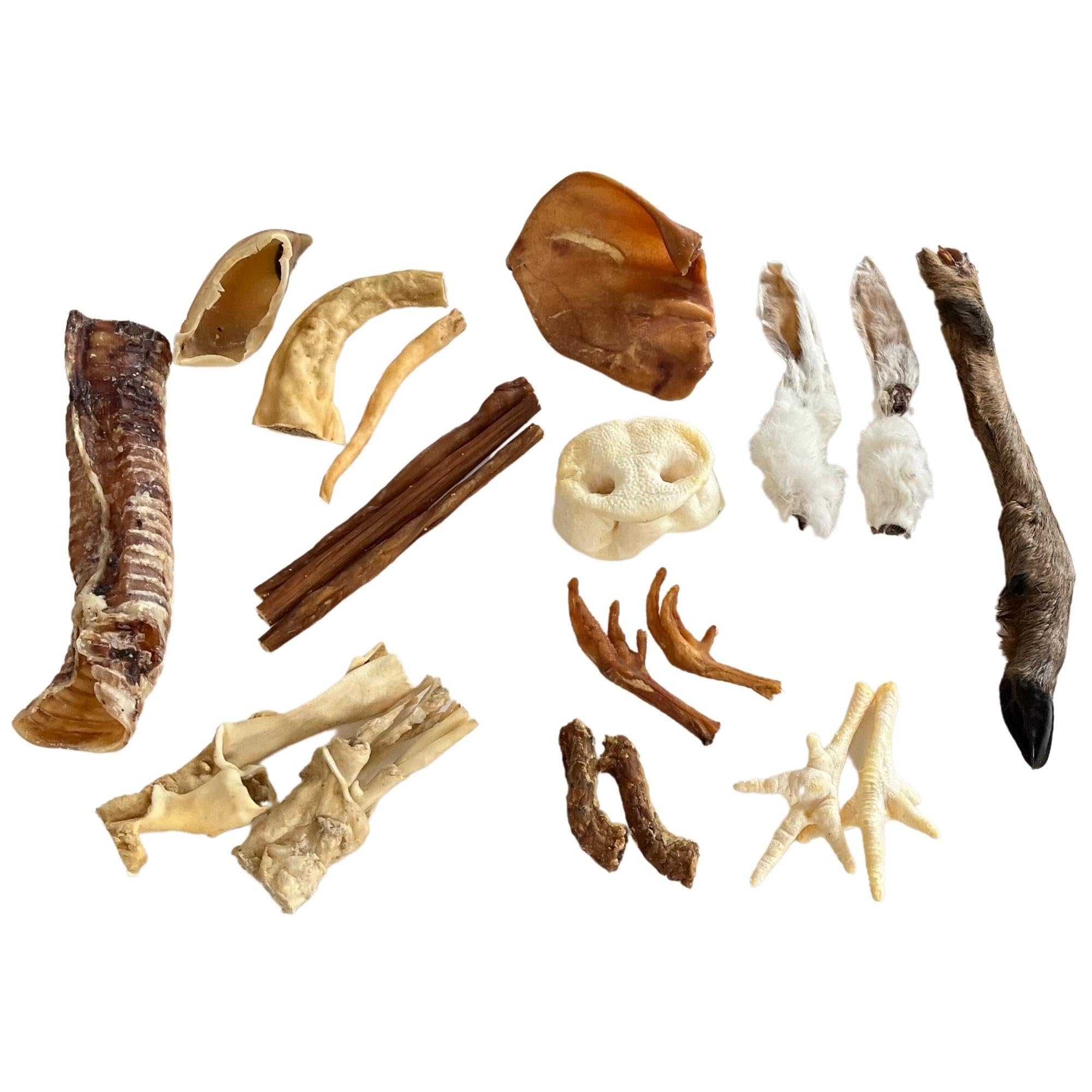 100% Natural Dog Treats & Dog Chews - 700g Mix of 16 Treats, Long Lasting Dog Treat Box for Medium and Large Dogs Grain, Gluten & Lactose Free