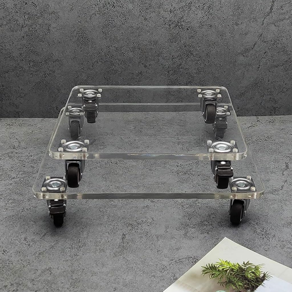 Transparenter mobiler Pflanzwagen Pflanzwagen auf Rollen für den Transport von Blumentöpfen Blumenständer für drinnen und draußen Großer Pflanzwagen (Quadrat 20x20cm)