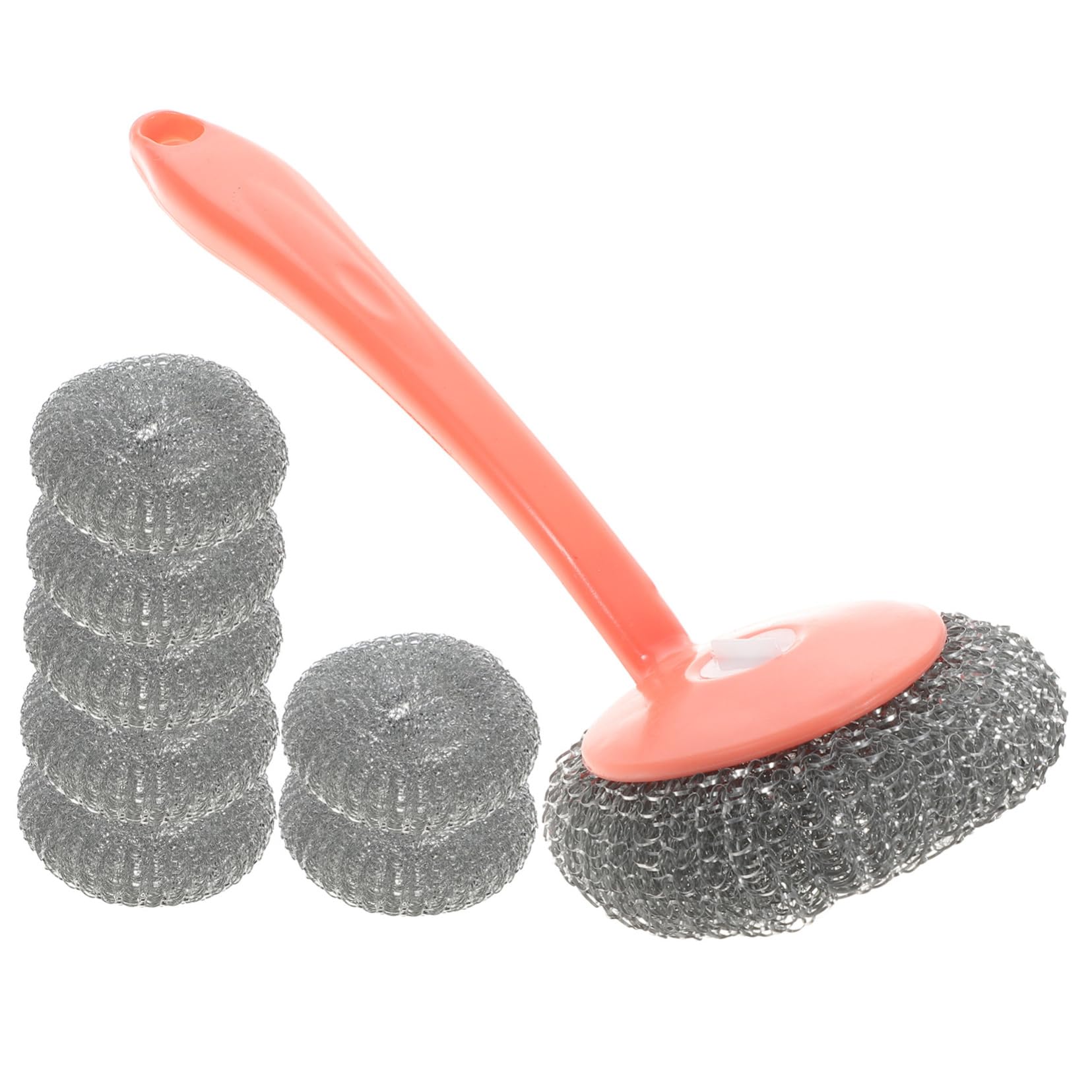 BRIGHTFUFU Stainless Steel Scrubber Pan Cleaning Brush 8 Pack Kitchen Pan Brush Easy to Clean
