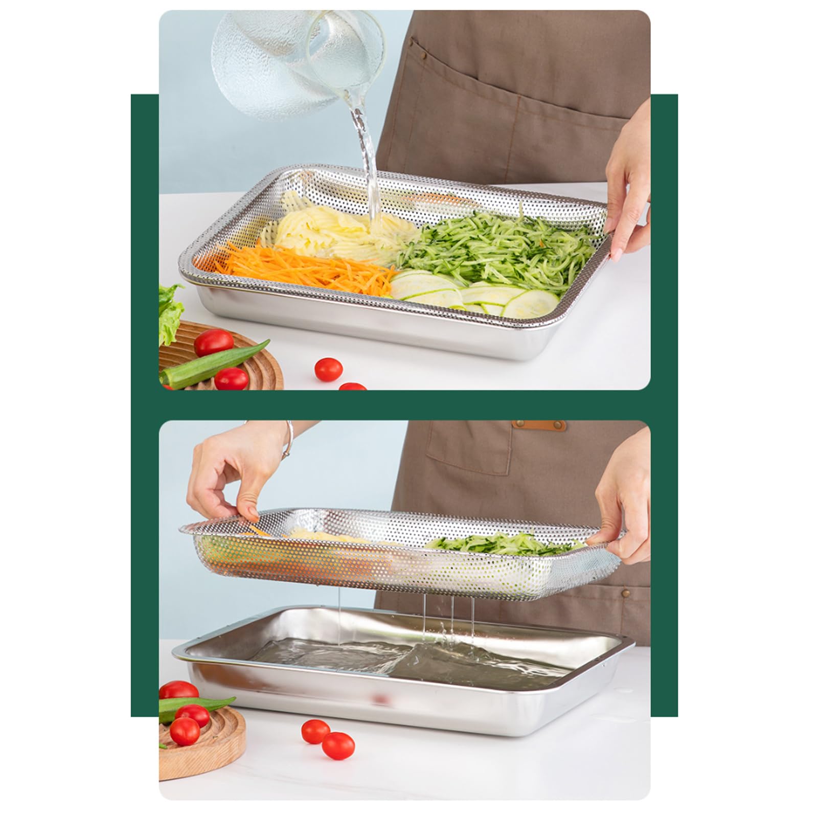Mehrzweck Reibe Tablett Set aus Edelstahl für die Küche, enthält 5 praktische Utensilien Kochen Reibe Tablett
