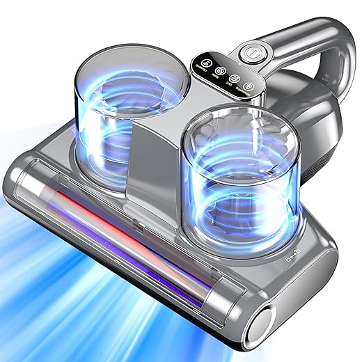 Bed Vacuum Cleaner 5 in 1 with Mattress Vacuum 16Kpa Suction 253.7nm UV-C Light, HEPA Filtration, Ultrasonic, Heating, 30000Rpm/Min Brushroll Rotation, Replacement Filter Included, 500W, Corded