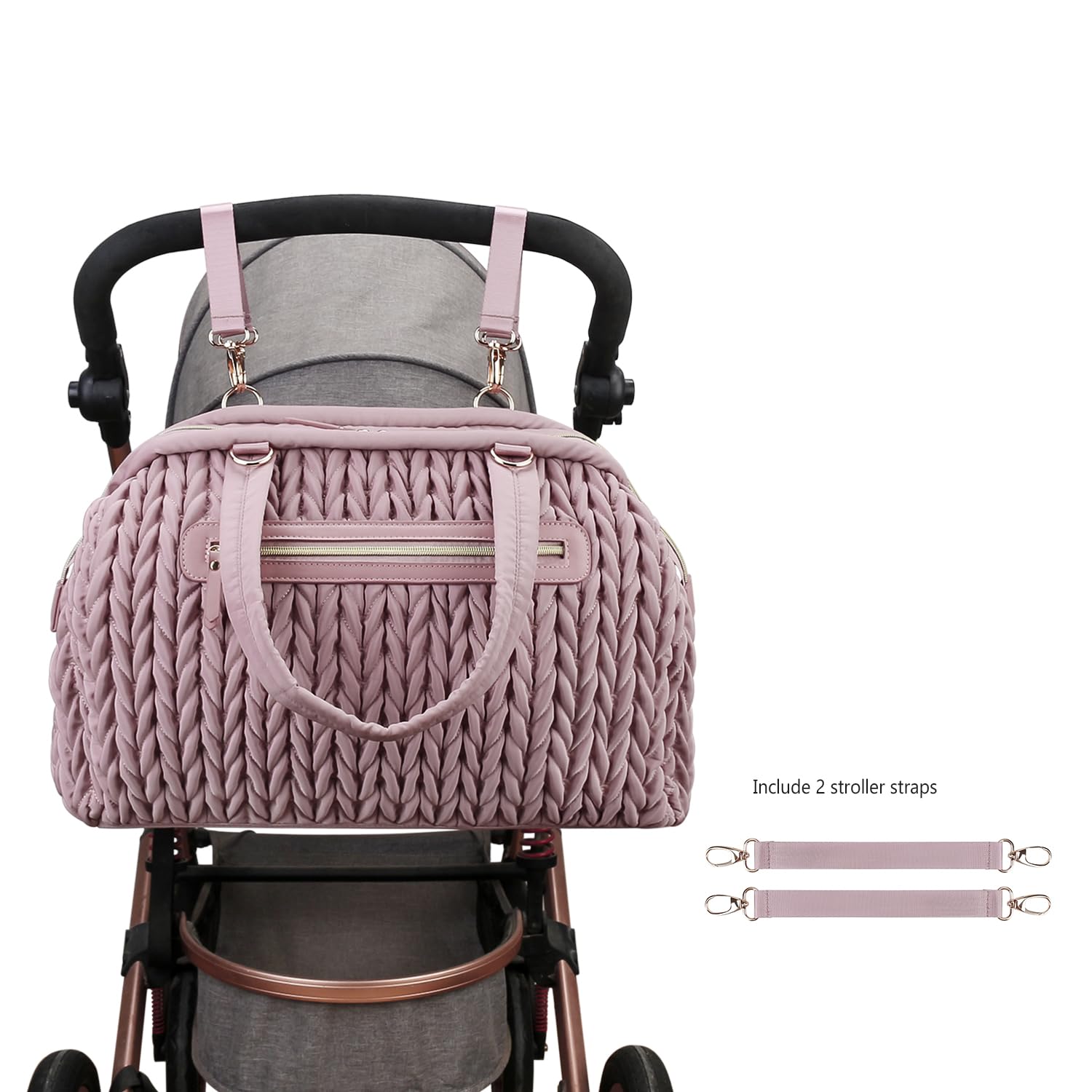 Borsa per pannolini Quiltde, grande, per maternità, borsa per passeggino, multifunzione, con tracolla regolabile