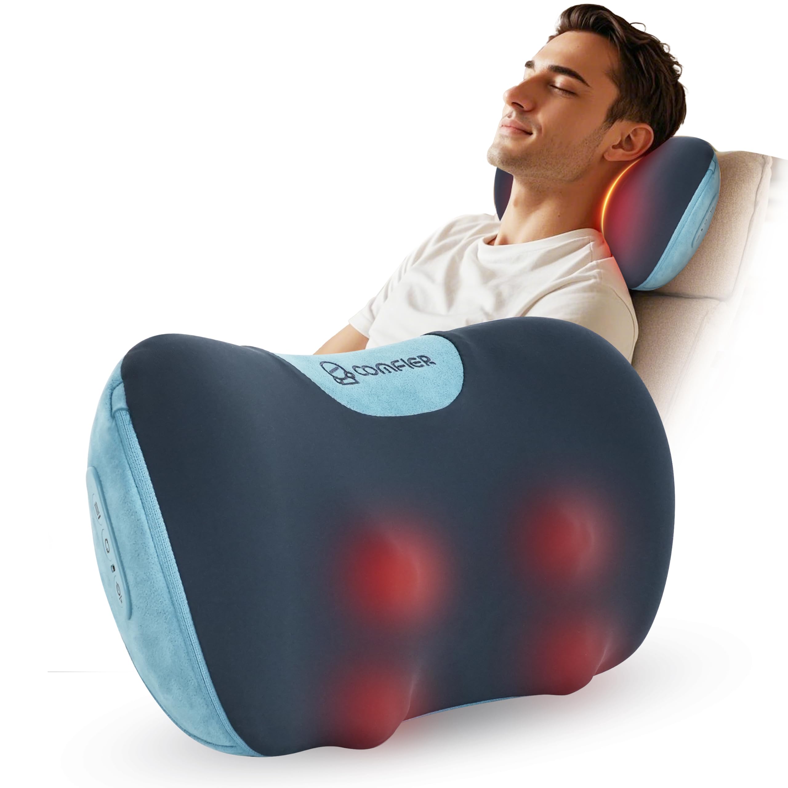 COMFIER Shiatsu Massagegerät,Massagekissen für Nacken Schulter Rücken,Rückenmassagegerät mit Rotierenden Massageköpfen mit Wärmefunktion,Geschenk für Männer, Frauen