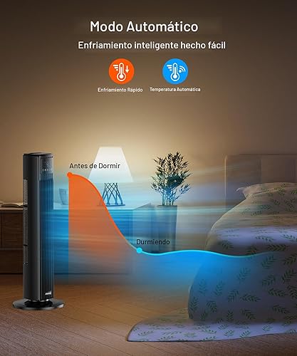 Miniatura 4 de Abolee Ventilador de torre para dormitorio, ventilador de piso silencioso con control remoto, ventiladores oscilantes de 90 con 4 velocidades, 4