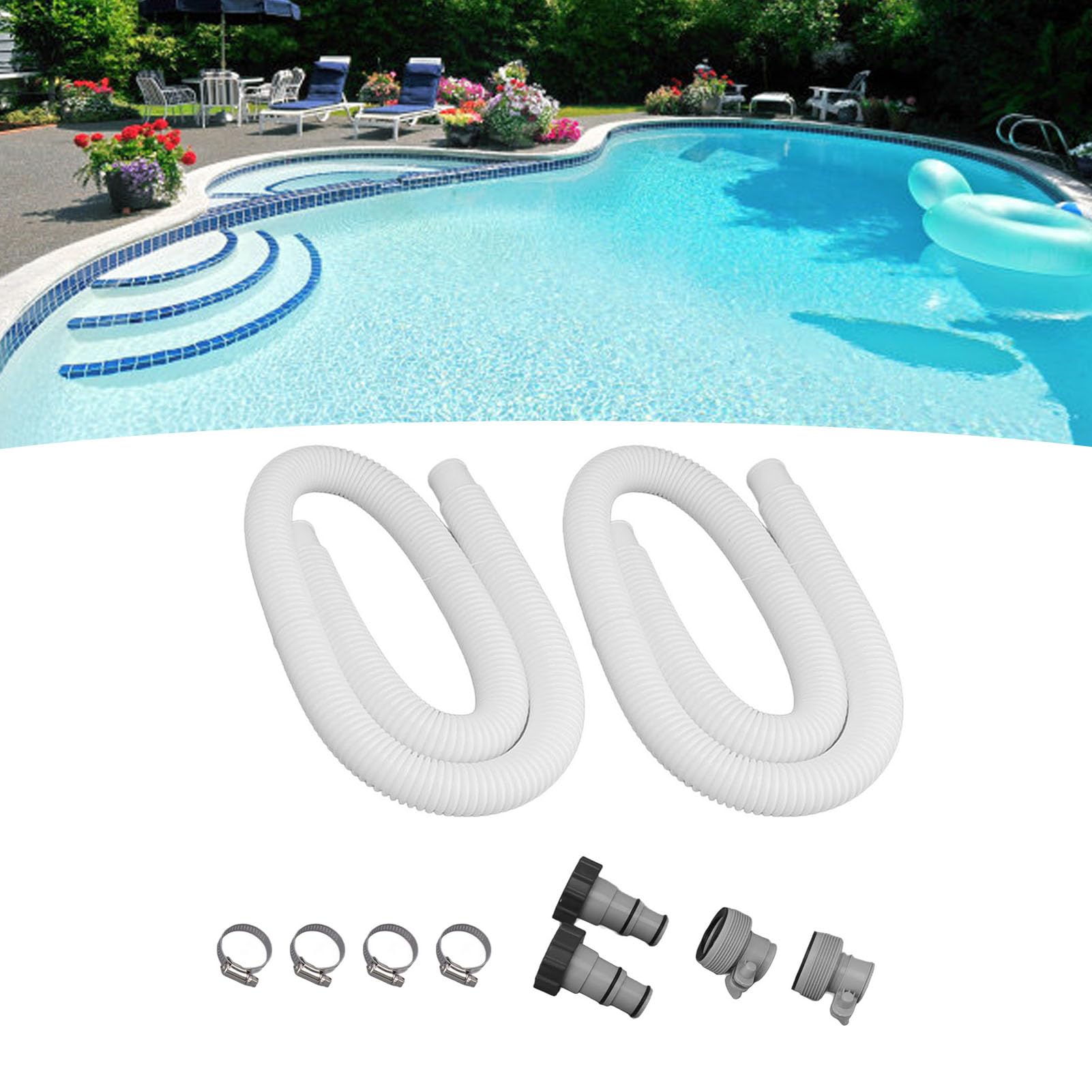 Kit di ricambio per pompa per piscina da 3,8 cm con morsetti adattatori per tubi flessibili