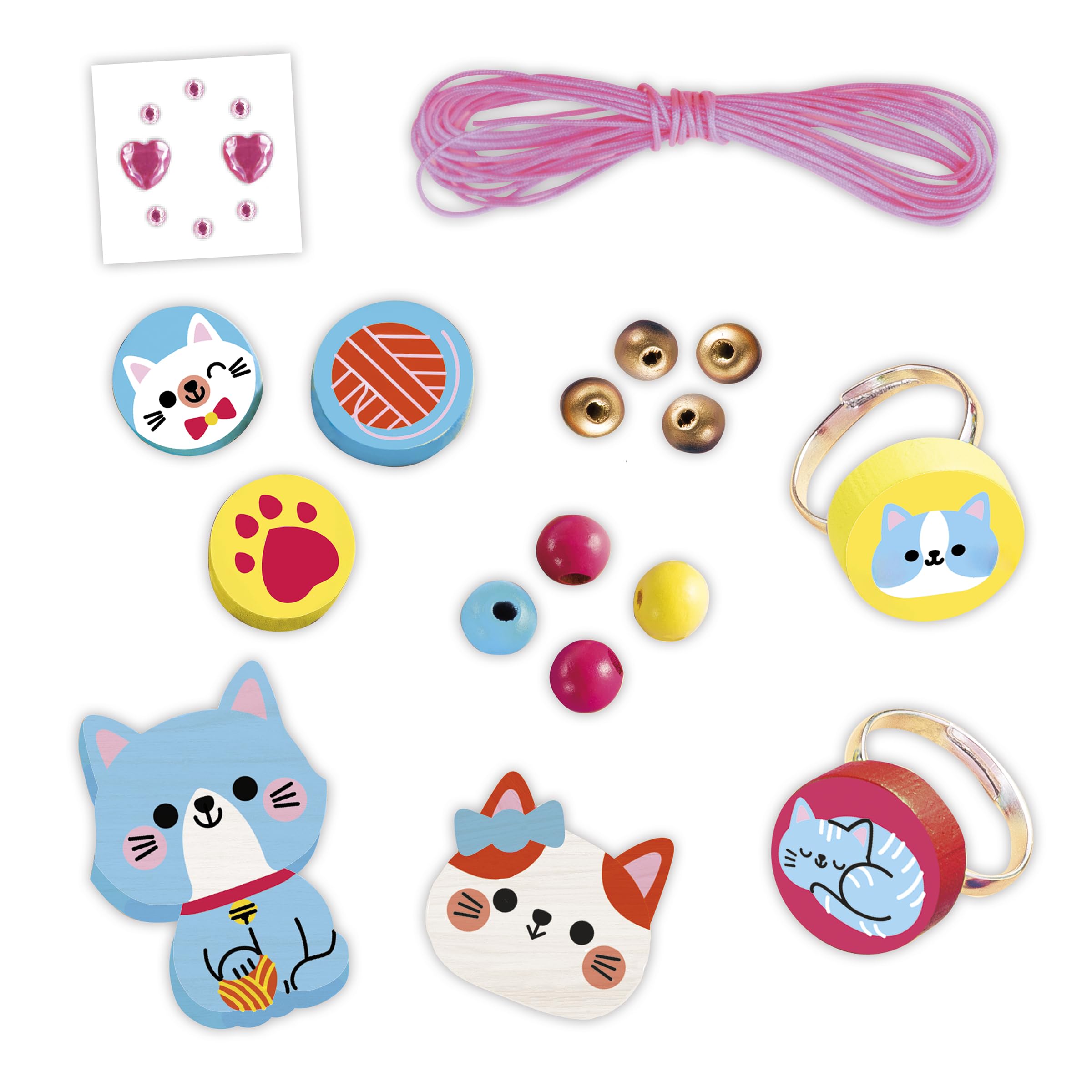 Janod, 4 Wooden Jewellery to Create Little Cats, First Jewellery Workshops, DIY Jewellery Creation - Image 2