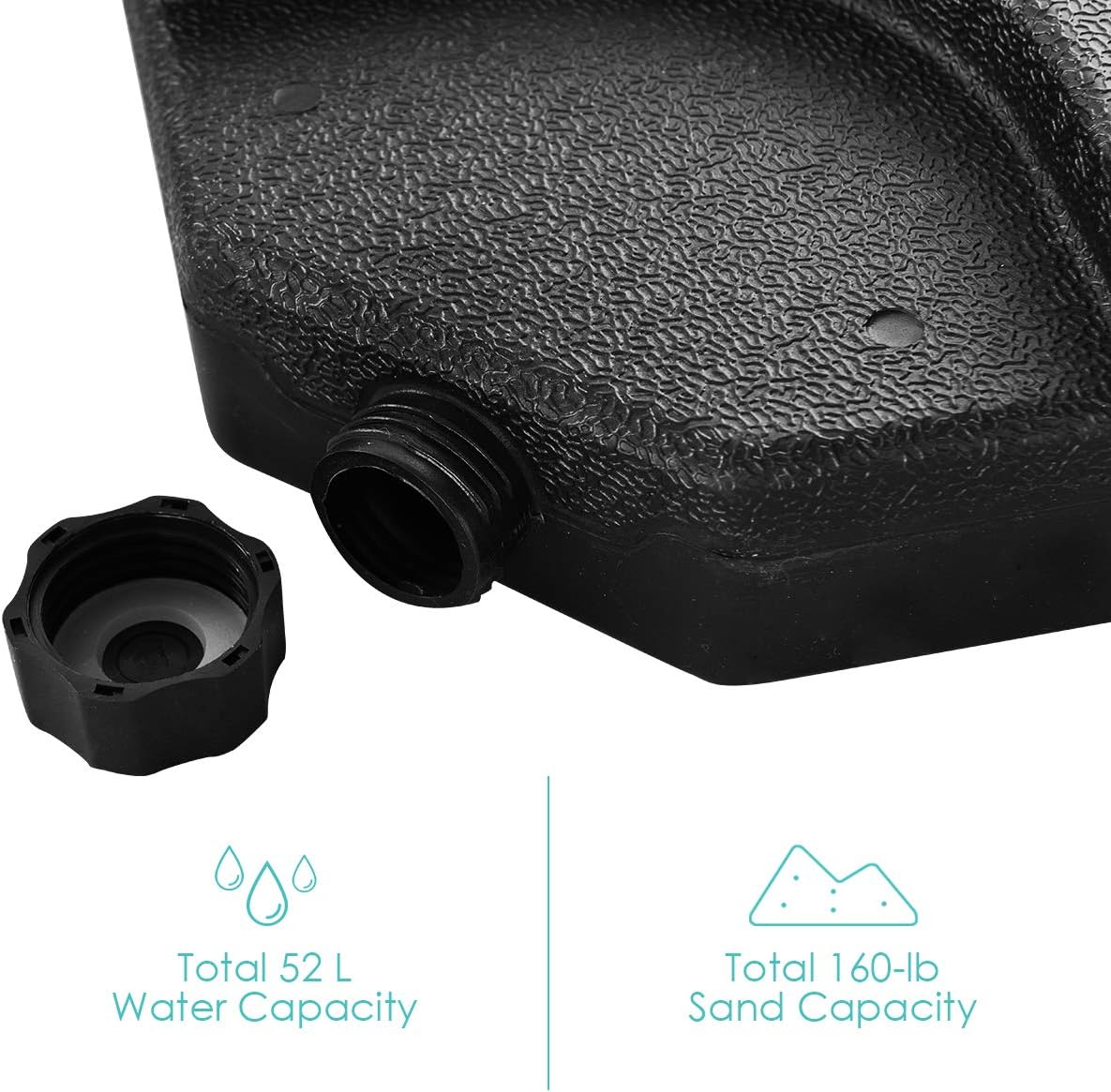 S AFSTAR 4-Piece Patio Offset Umbrella Base, Water & Sand Filled Cantilever Umbrella Stand with Carry Handles, Weight Base for Outdoor Garden Yard Beach (20" x 20" x 3" Square)
