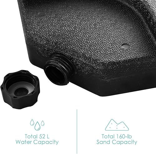 Miniatura 4 de S AFSTAR - Paragüero de 4 piezas para patio, base de sombrilla con relleno de agua y arena, soporte para paraguas con asas de transporte, base de