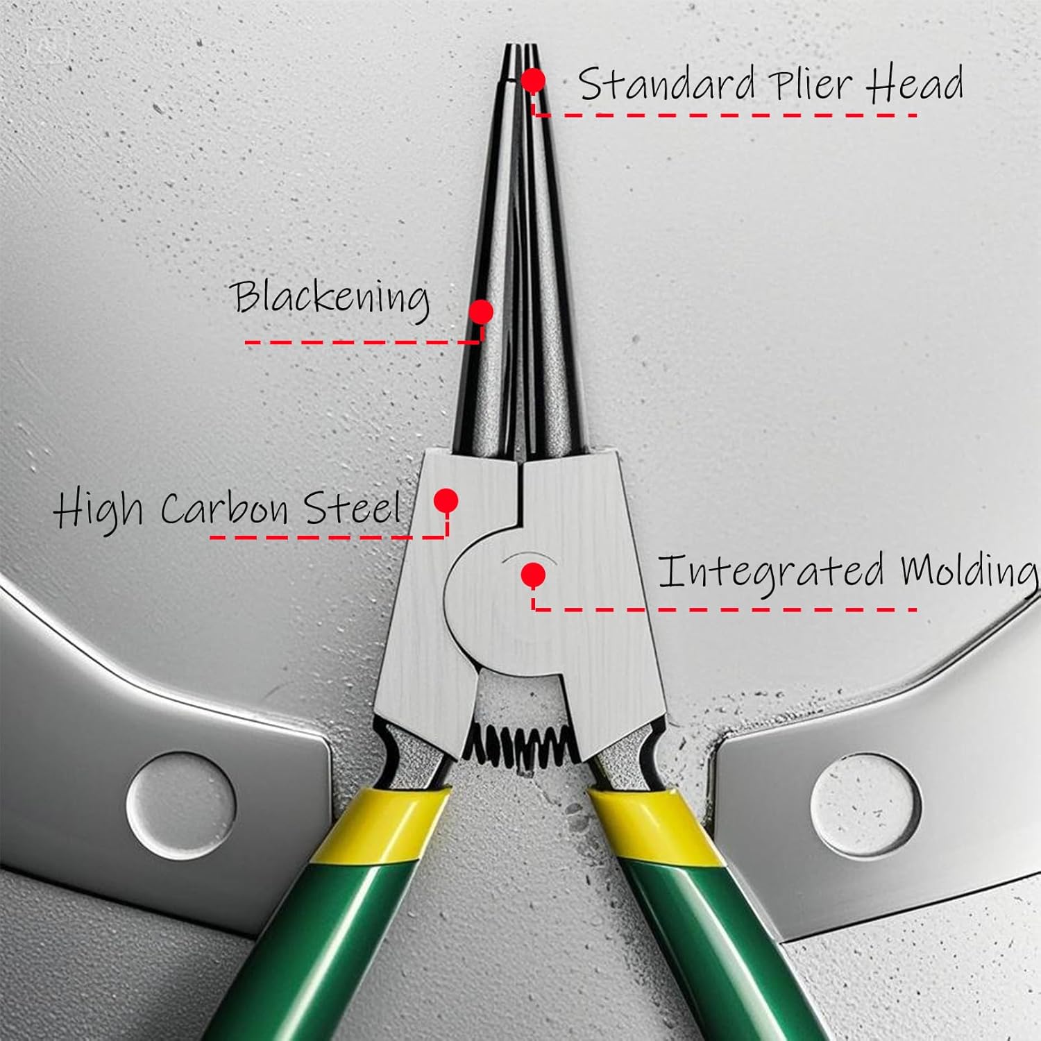 Straight External Snap Ring Pliers 7 inch,Internal Spring,Anti-Rust,Head Size:0.07".