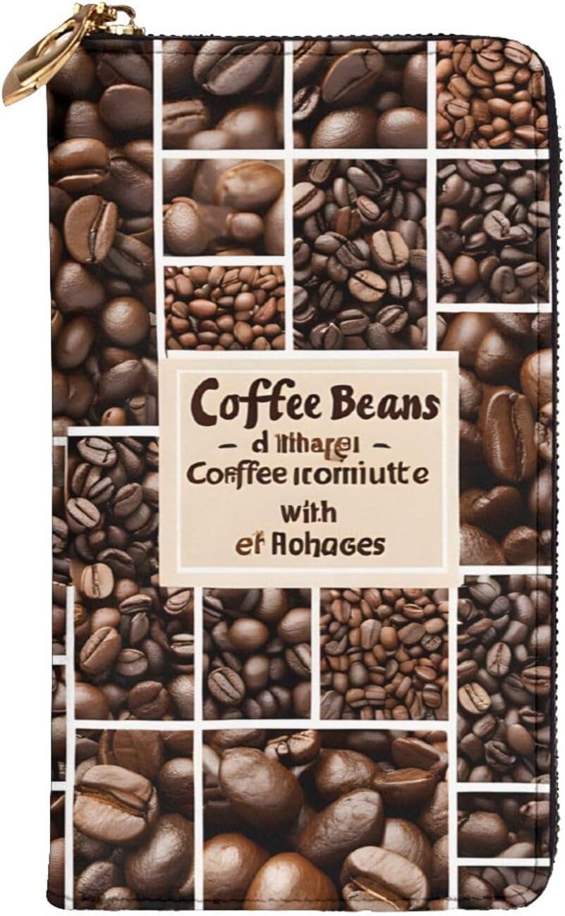 Leather Long Handheld Coffee Collage Wallet, Multiple Card Slots For Cash, Id Card Pocket.