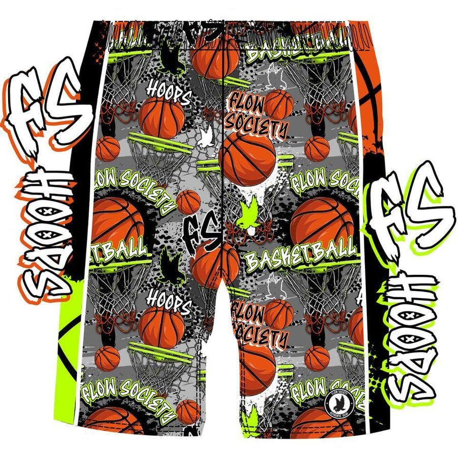 Flow Society Grey FS Hoops Attack Boys Athletic Shorts - Boys Basketball Shorts