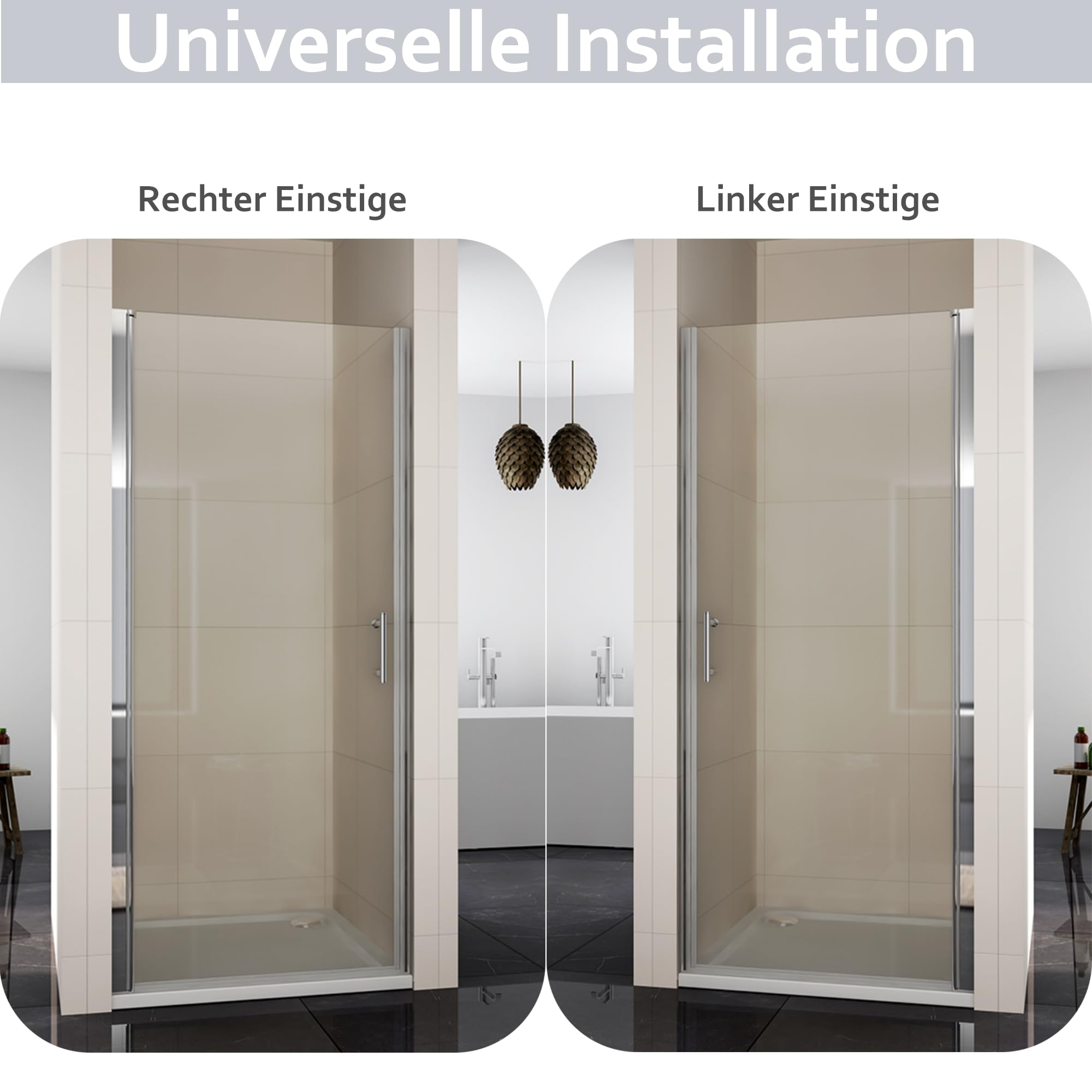 Duschtür 80x195 cm Nischentür Duschabtrennung Schwing Glastür Duschtrennwand aus Nano Sicherheitsglas Höhe 195cm