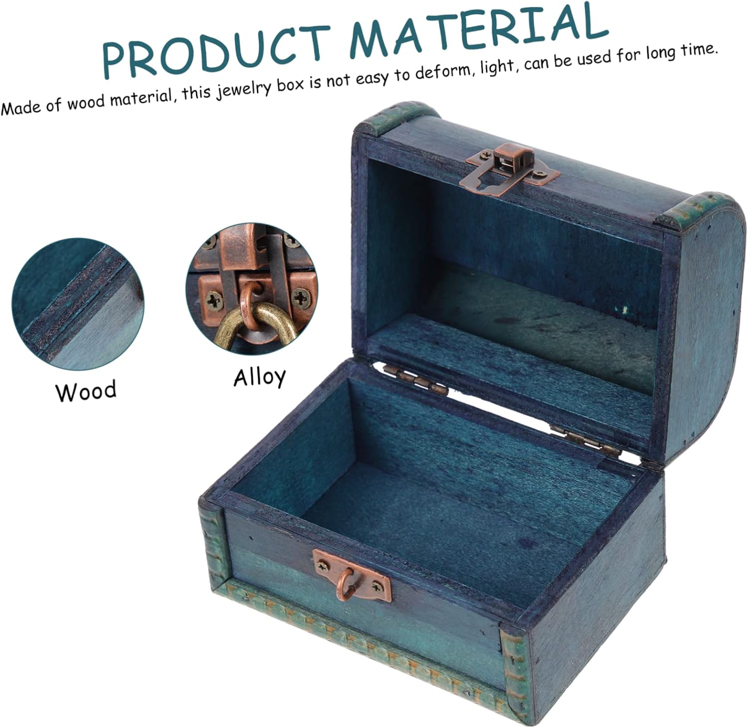 ERINGOGO Vintage Wooden Jewelry Box Lock Retro Handheld Trinket Case for Necklaces Earrings Bracelets Elegant Storage for Home and Travel image 3