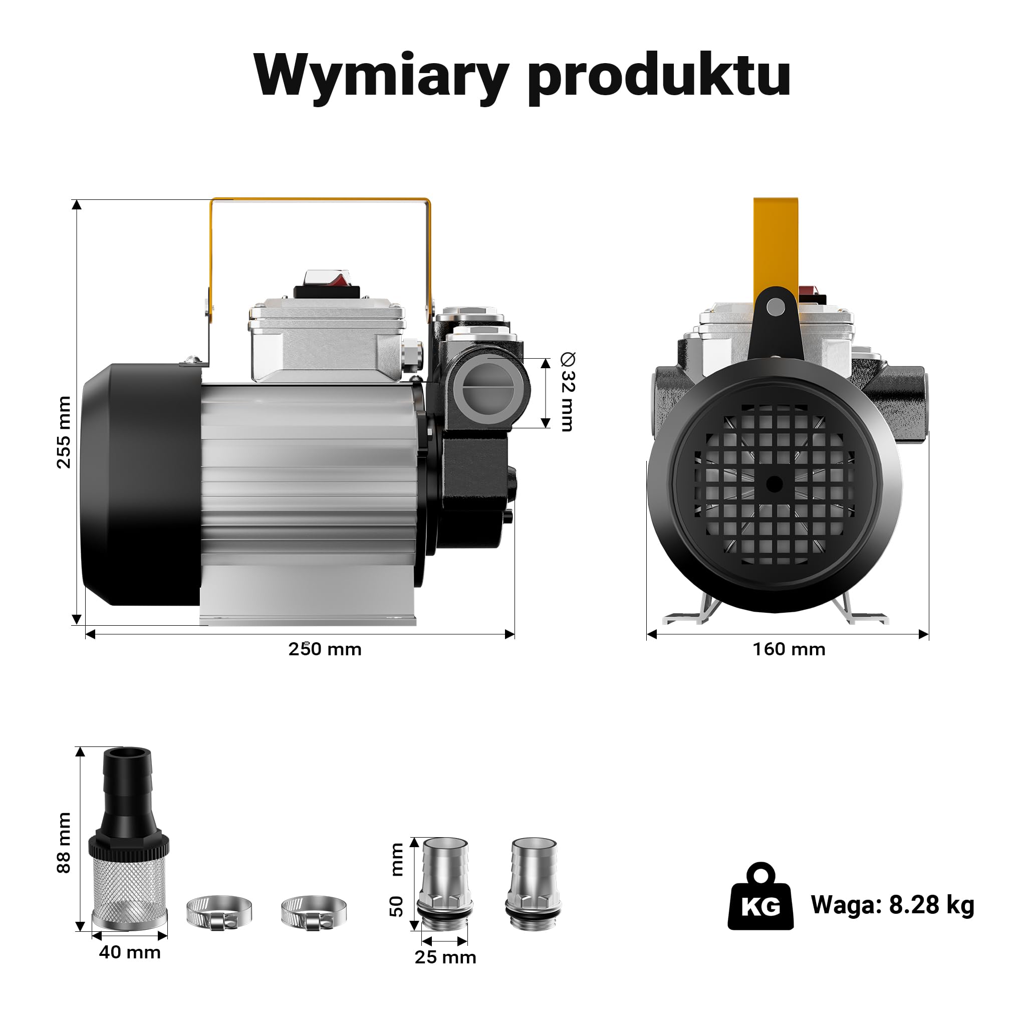 Wiltec Pompa do oleju napędowego i opałowego 550 W 20-60 l/min 260 V, samozasysająca, z ochroną przed przegrzaniem i uchwytem, do przepompowania