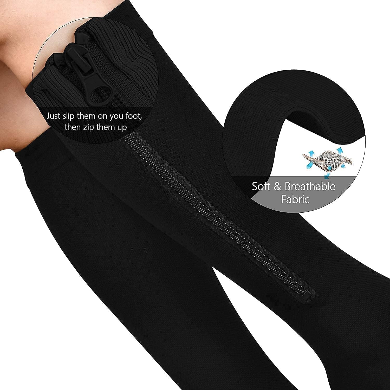 2 Pairs Zipper Compression Socks 15-20 mmHg + 1 Pair Zipper Compression Socks 20-30 mmHg : Clothing, Shoes & Jewelry