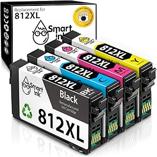 Smart Ink Remanufactured Ink Cartridge Replacement for Epson 812 XL 812XL T812XL to use with Workforce Pro WF-7820 WF-7840 Workforce EC-C7000 (BK & C/M/Y, 4 Combo Pack)