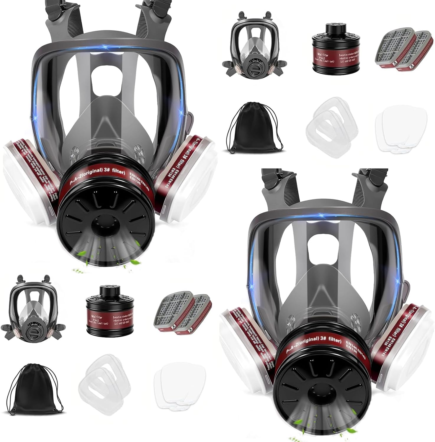 Reusable Full Facepiece Set for Gases,Chemical,Epoxy Resin,Paint,Grinding work.