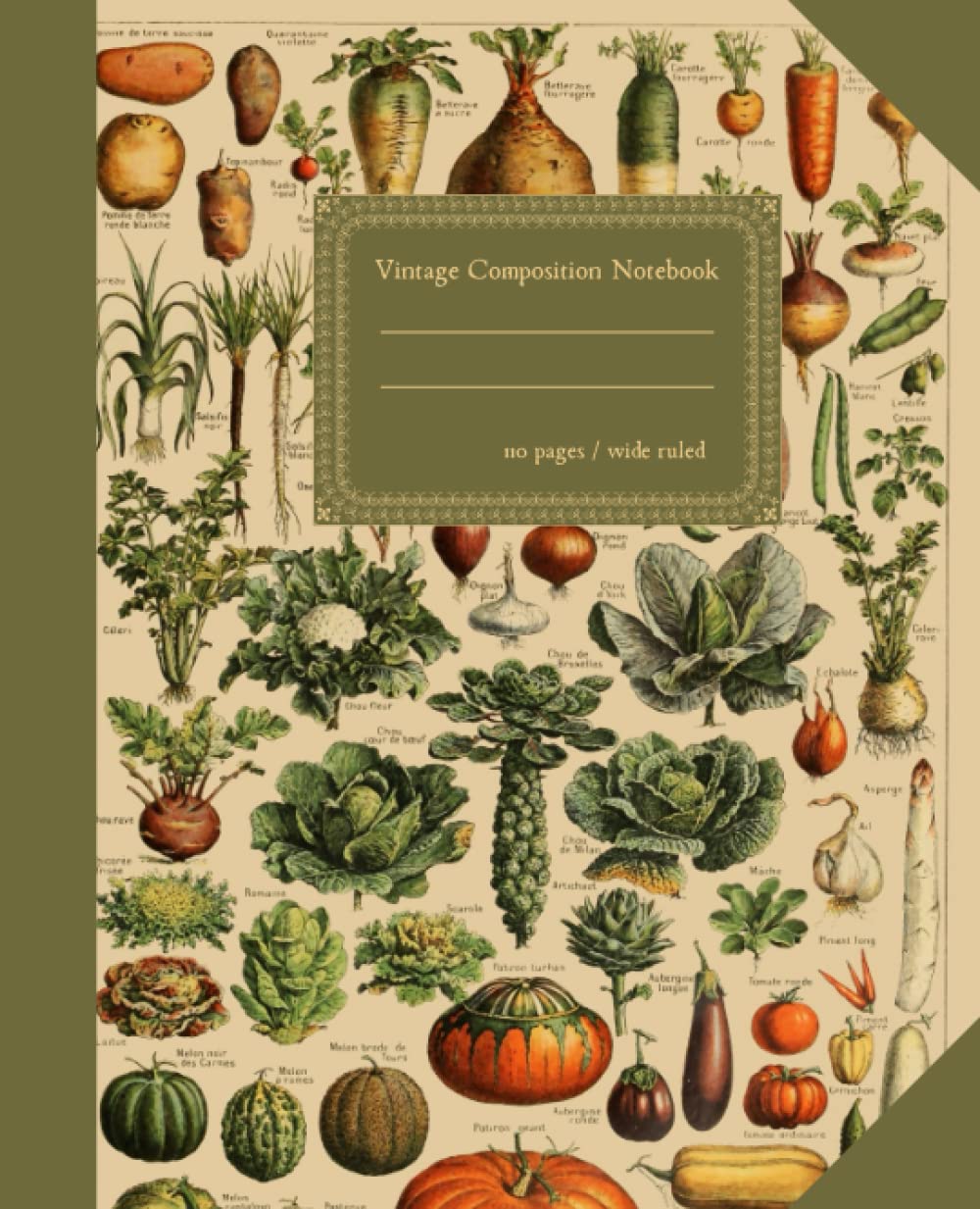 Vintage Composition Notebook: Composition Notebook Vegetables | Great gift for garden enthusiasts and vintage aesthetic lovers | Wide ruled
