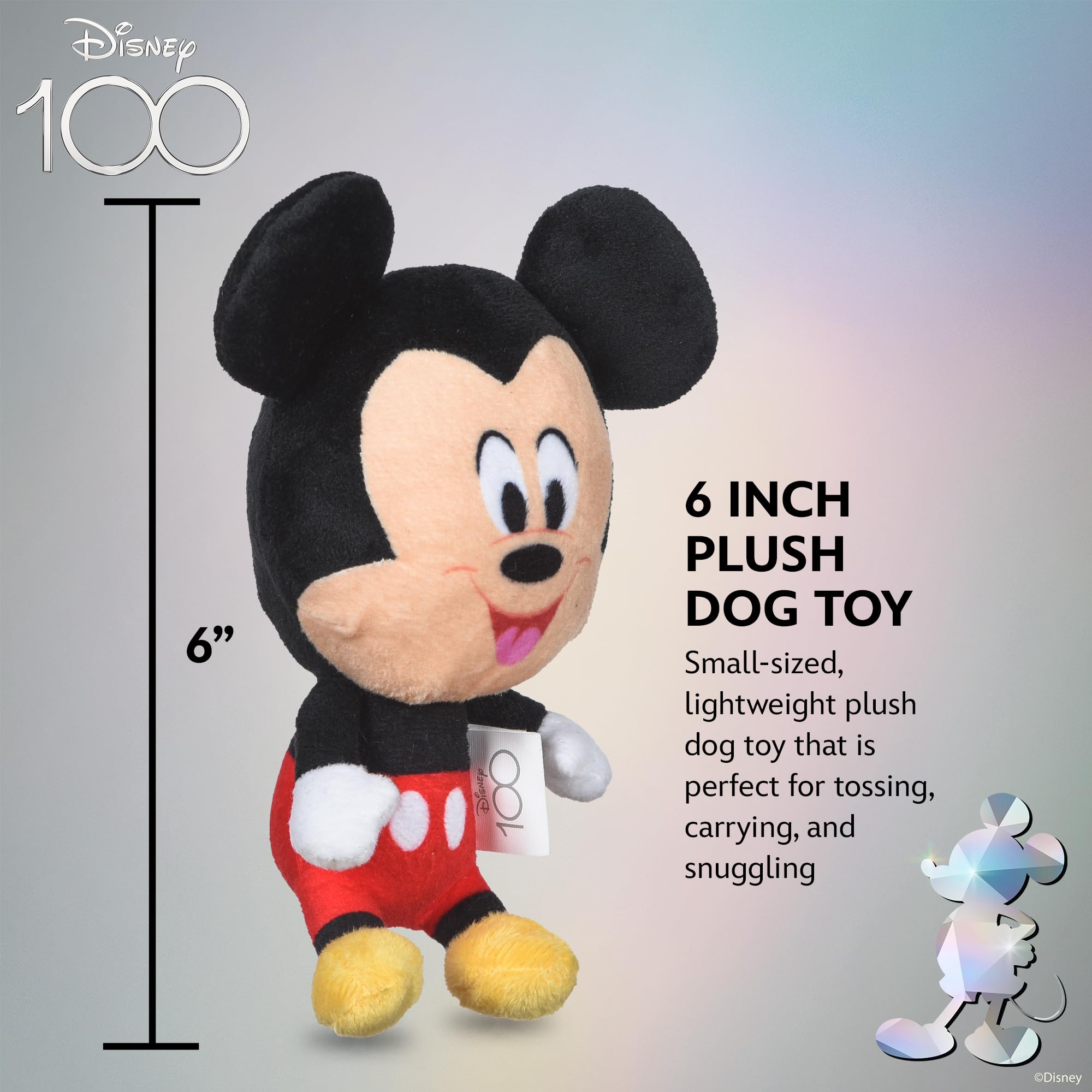 Disney for Pets Peluche di Topolino, giocattolo per cani, 15,2 cm, giocattolo per cani Disney, giocattolo per cani ispirato a Topolino, Topolino Disney e amici