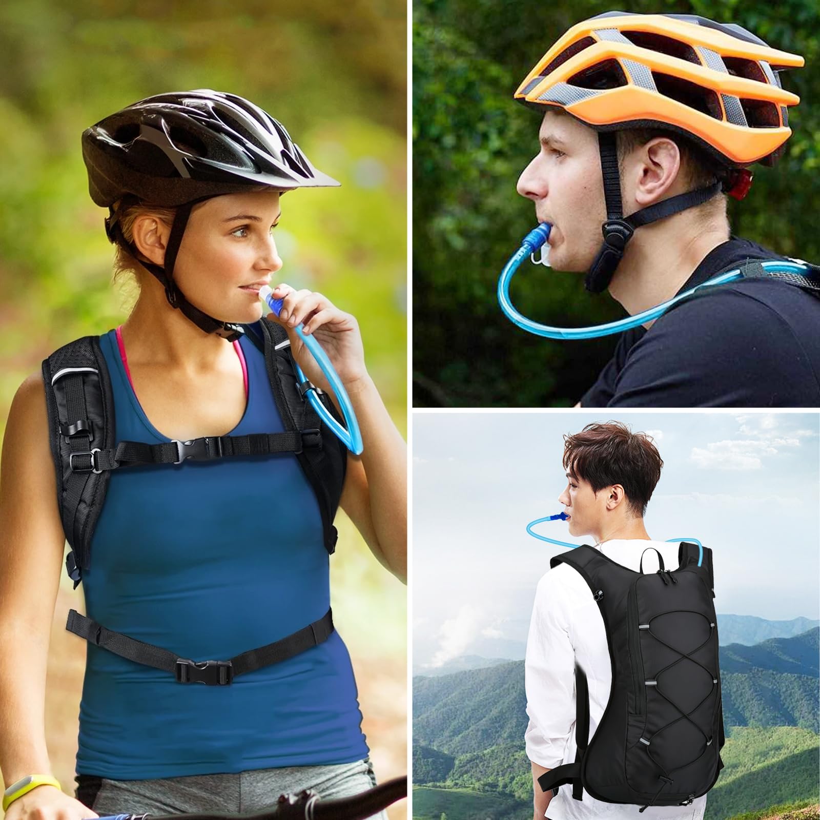 Mochila de hidratación, mochila de ciclismo al aire libre, mochila de hidratación ligera con bolsa de hidratación de 70 onzas, mochila de agua para correr, senderismo, ciclismo, escalada, camping,